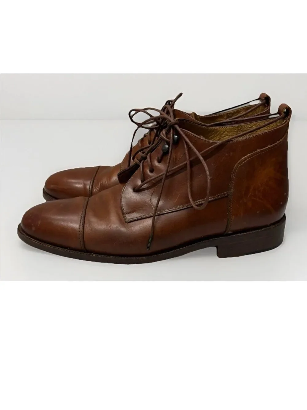 Vintage Polo by Ralph Lauren  Leather Cap-Toe Chukka  Boots in Cognac Size 9D